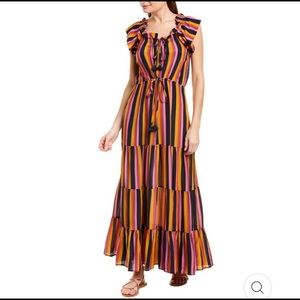 Figue 100% Silk Striped Gianna Maxi Dress 16/ XL